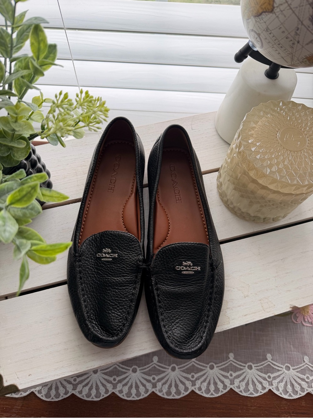 Coach Black Pebbled Leather Women's Loafers
